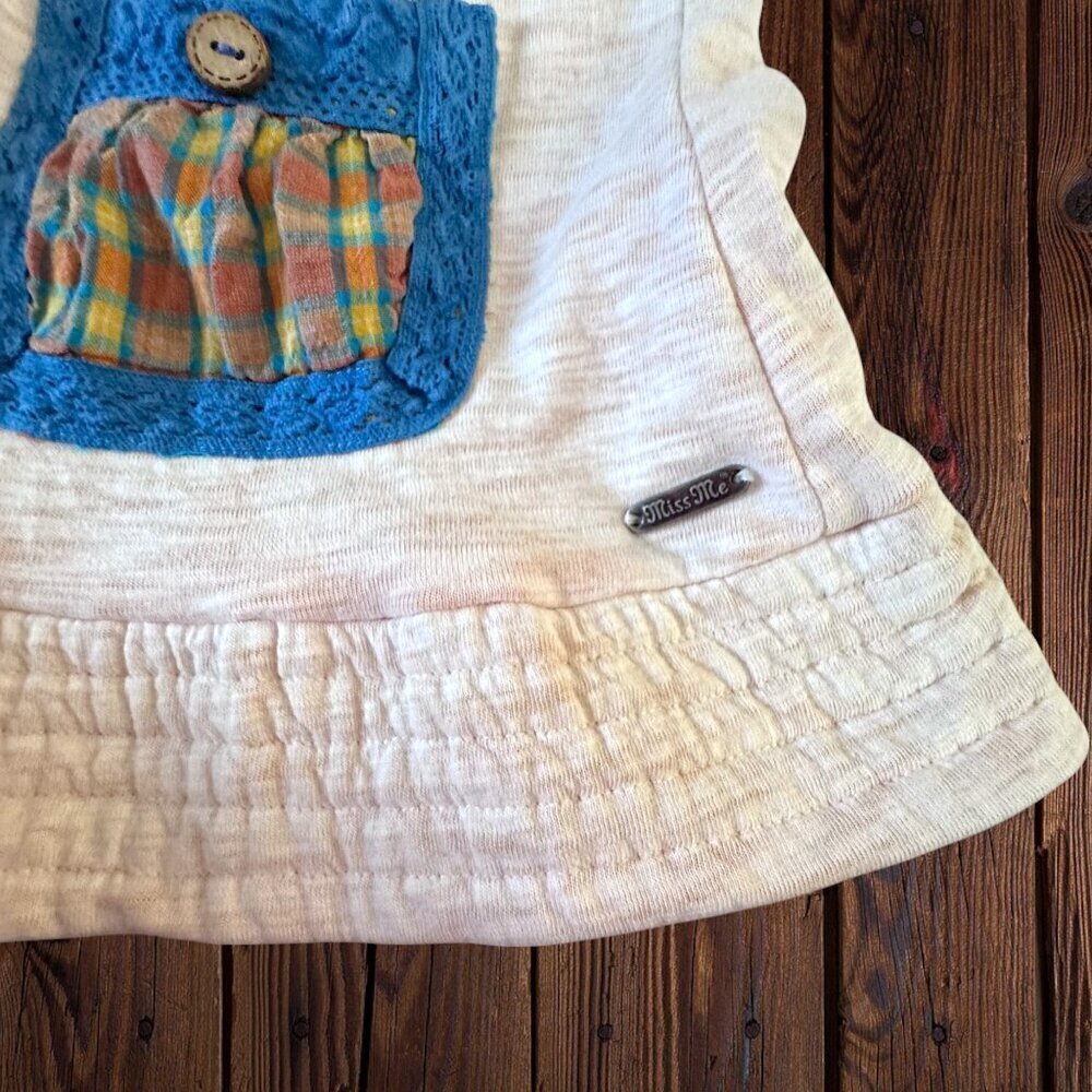 Miss Me Boho Ruffle Hem Hoodie Plaid Trim Zip Front Y2K Cottagecore Prairie L - Picture 3 of 5